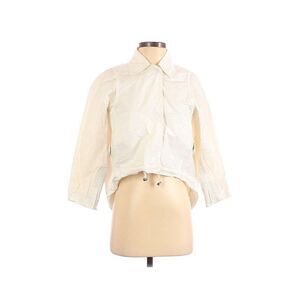 Couture KaufmanFranco Off White Crop High Lo Jacket Size 4 US 40 IT Silk Nylon